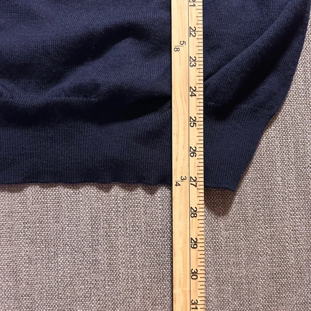 Peter Millar Sweater Mens L Navy Blue Merino Wool Silk Blend V-Neck Pullover